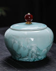 Cyan Ceramic Pet Urn